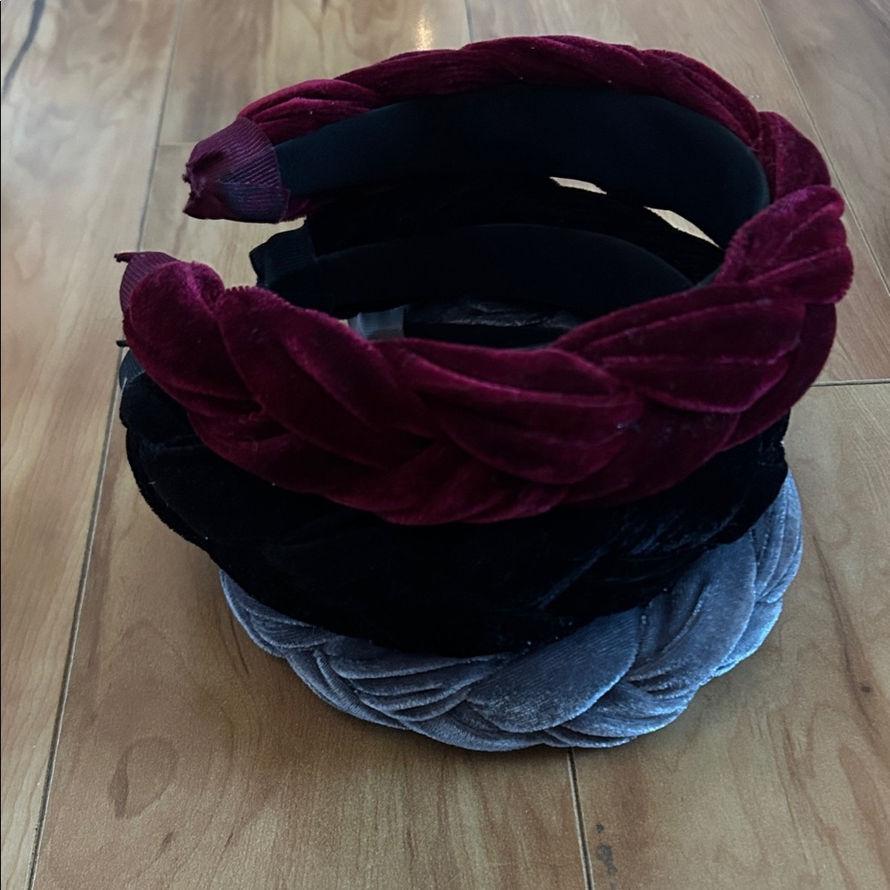 Velvet puffy headbands - set of 3, like new